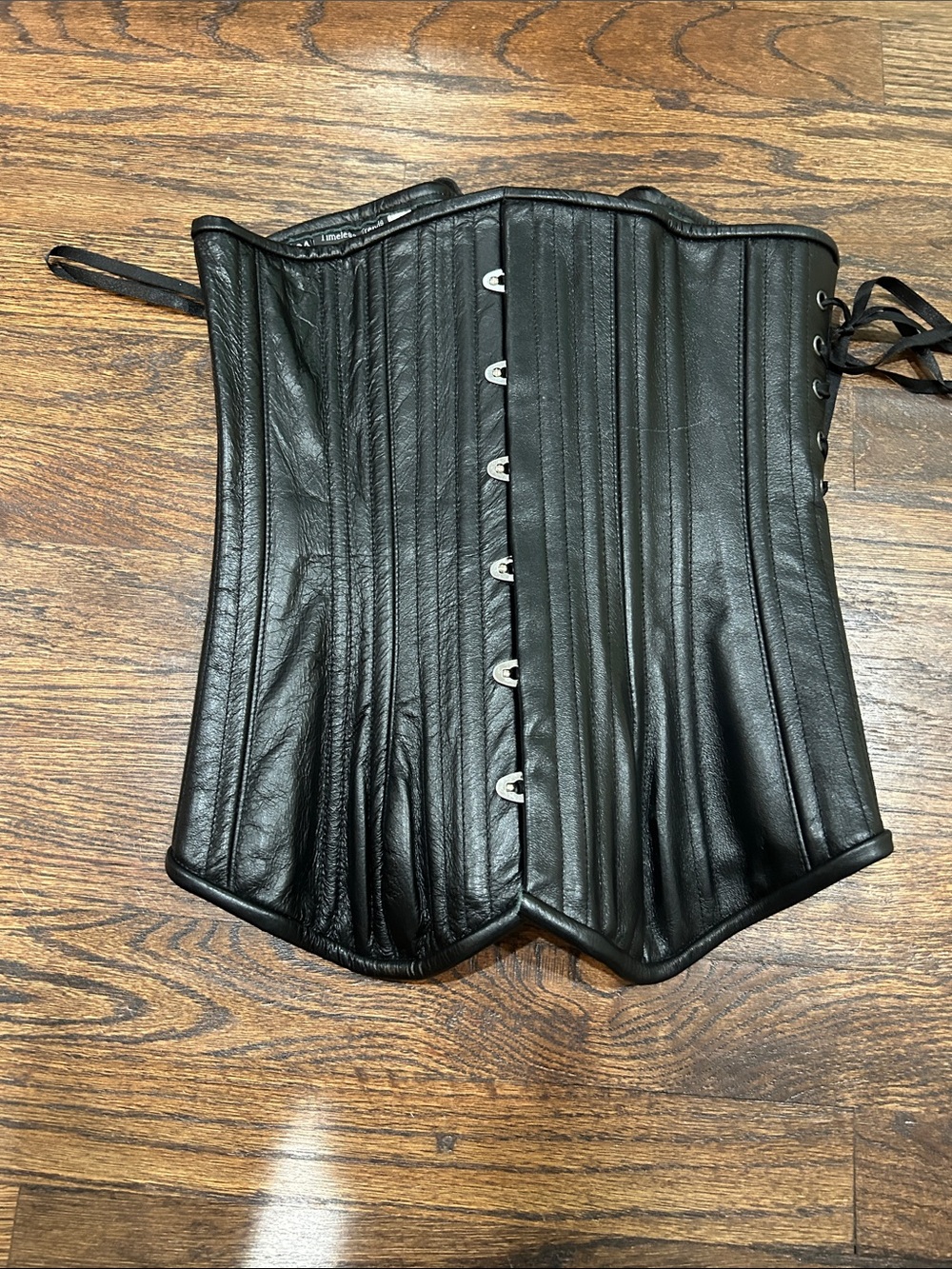 Timeless-Trends Black Genuine Leather Underbust Lace Up Corset Size Smal